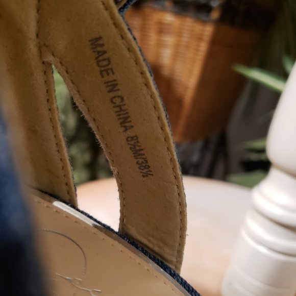 New Jessica Simpson Denim Studded Wedge Heels - Picture 8 of 12